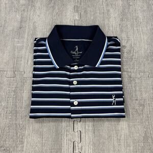 NWOT Bobby Jones Performance Stripe Golf Polo Shirt Blue Mens L Preppy Embroider